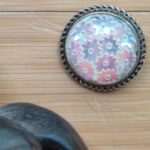 Vintage West Germany Pearlized Star Scarf Brooch